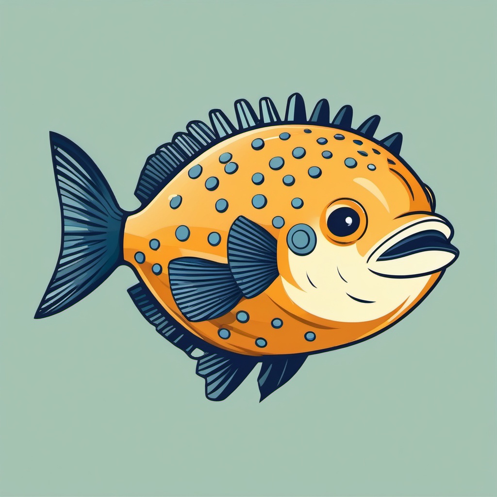 Pufferfish Clip Art - A pufferfish inflated in defense,  color vector clipart, minimal style