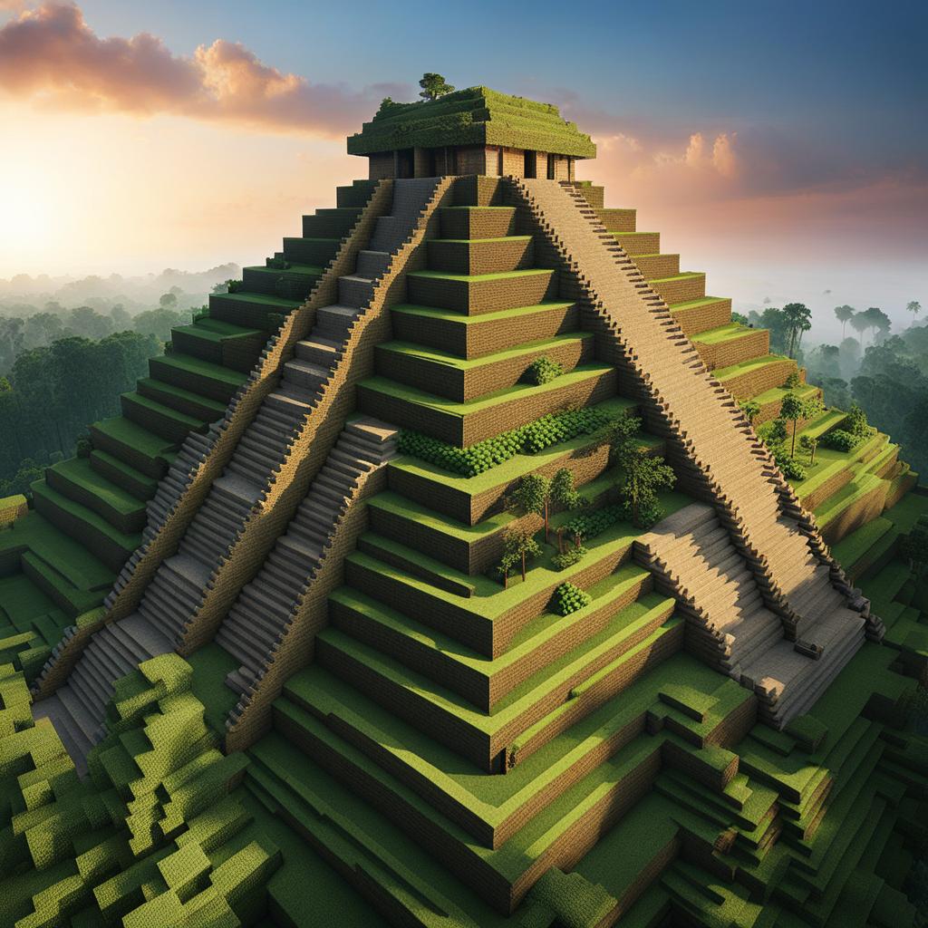 mesoamerican ziggurat rising from the jungle - minecraft house design ideas 