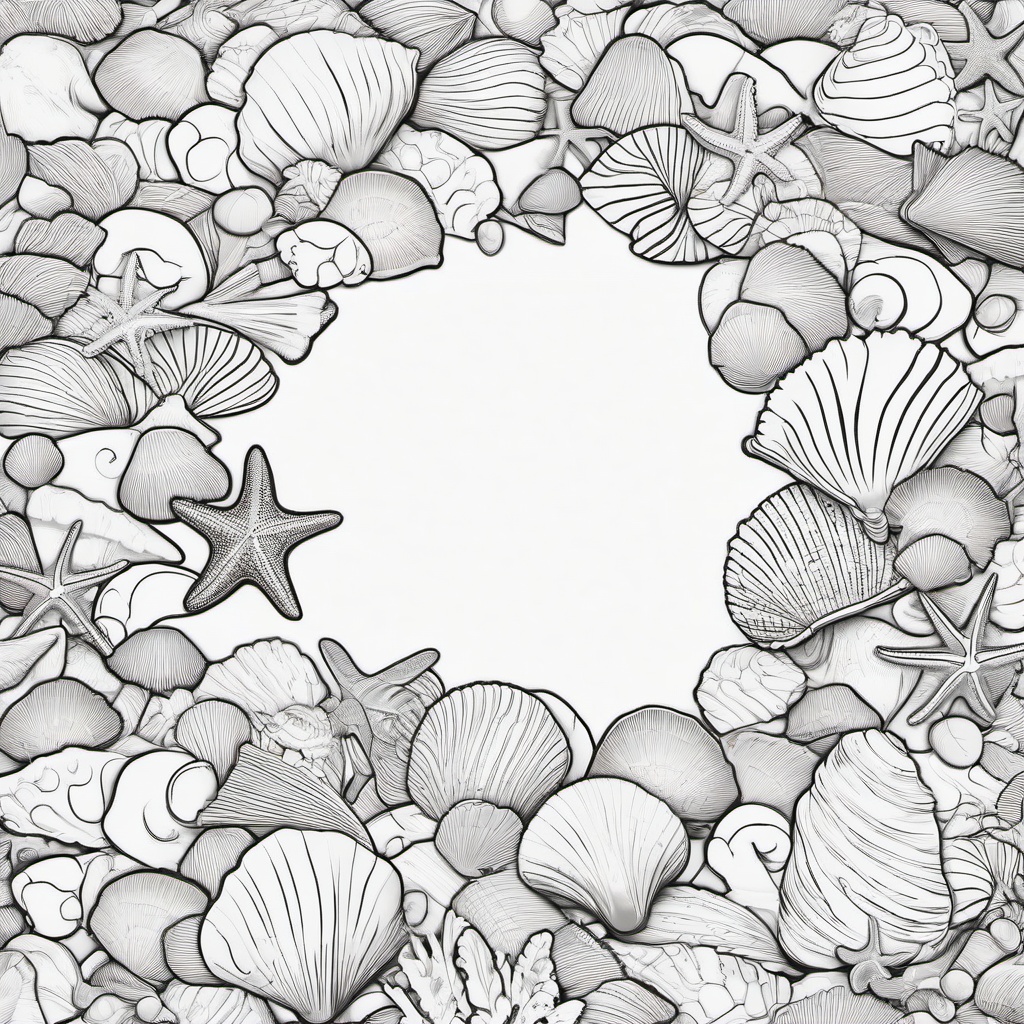 Seashells scattered on the beach  simple coloring pages