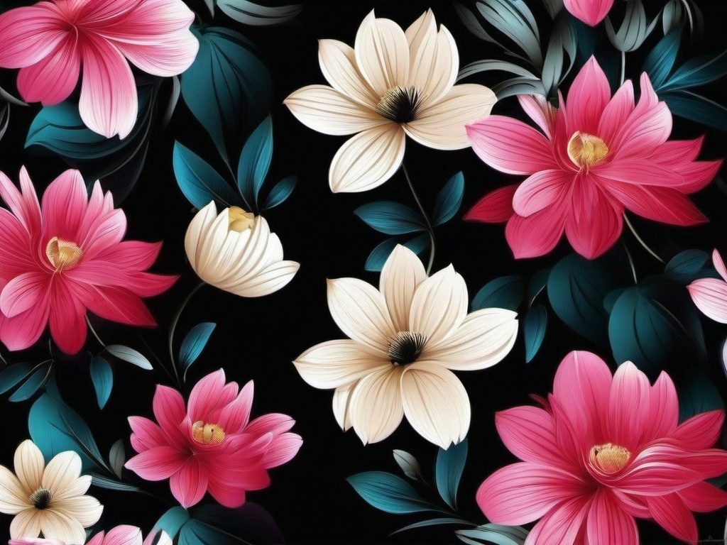 Black Background Floral Wallpaper  ,desktop background wallpaper