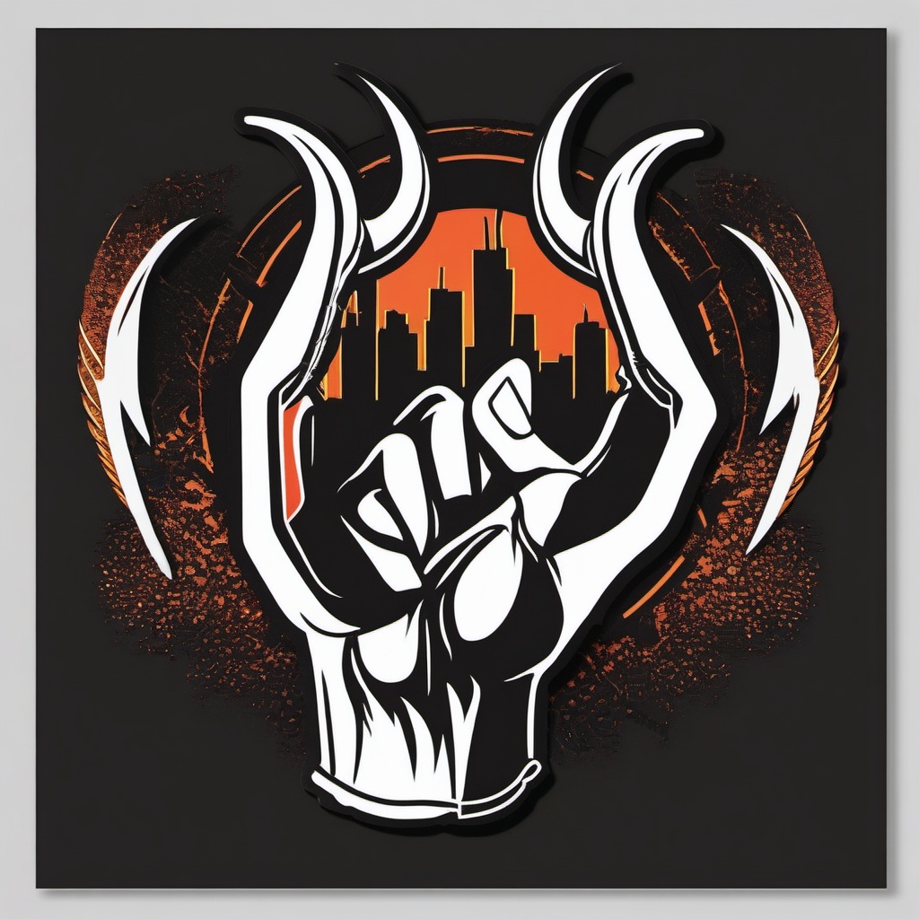 Rock horns hand gesture sticker- Metal and hardcore, , sticker vector art, minimalist design