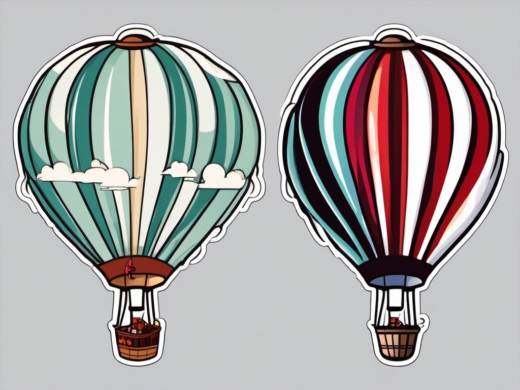 Hot Air Balloon Adventure Sticker - Adventurous hot air balloon ride, ,vector color sticker art,minimal