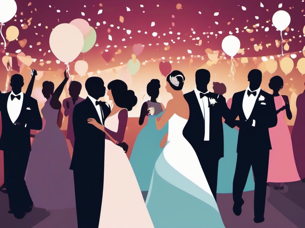 Celebration clipart - wedding reception with a dance floor  color,minimalist,vector clipart