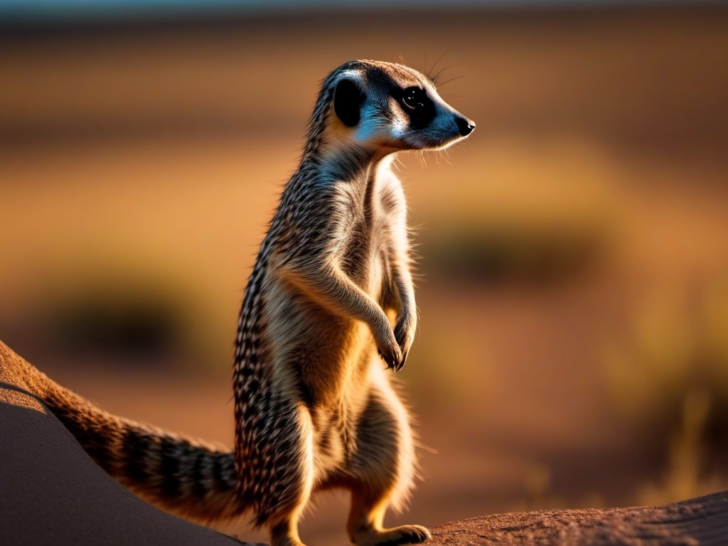 Cute Meerkat Standing Sentinel in the African Savanna 8k, cinematic, vivid colors