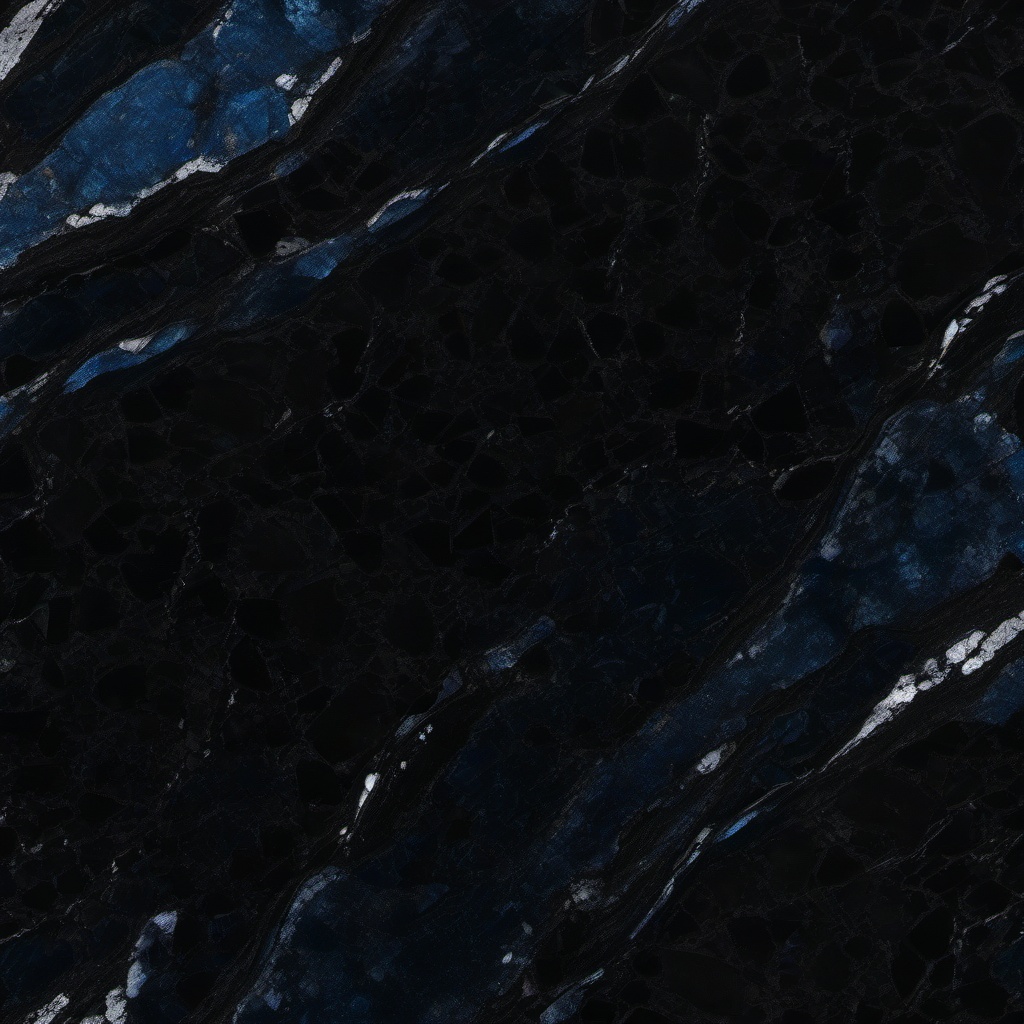 Granite with a deep blue-black color and a polished mirror-like surface top view, product photoshoot realistic background, hyper detail, high resolution