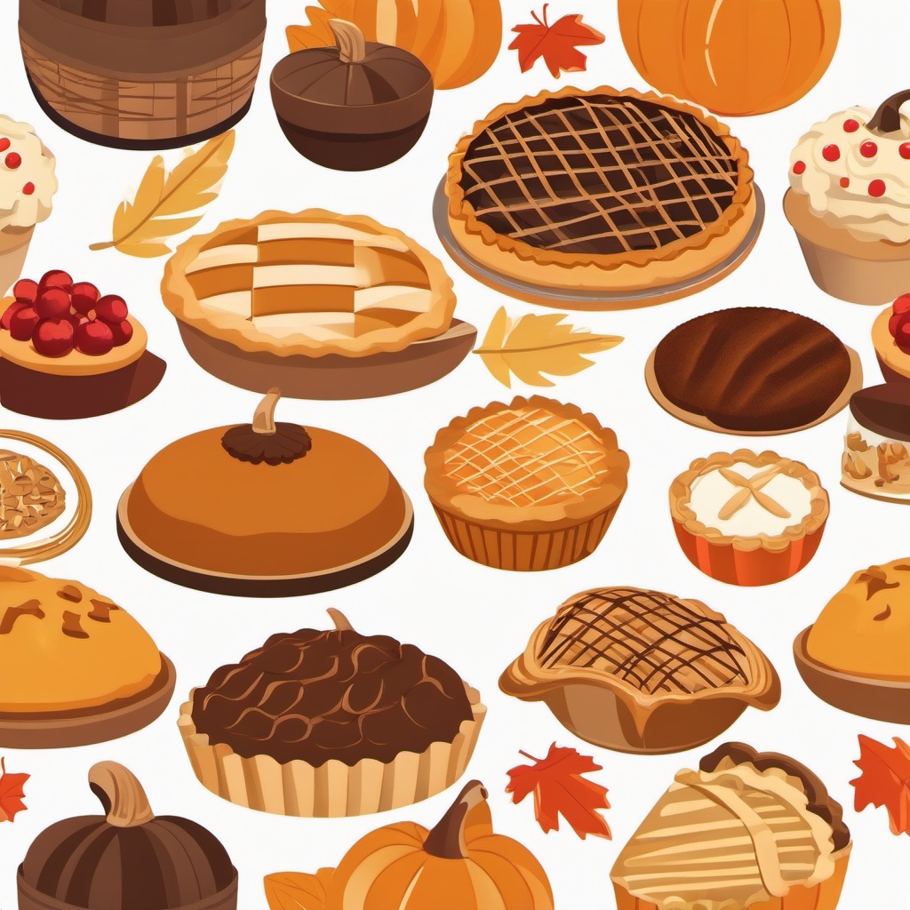 Fall Pies clipart - Assortment of freshly baked pies, ,vector color clipart,minimal