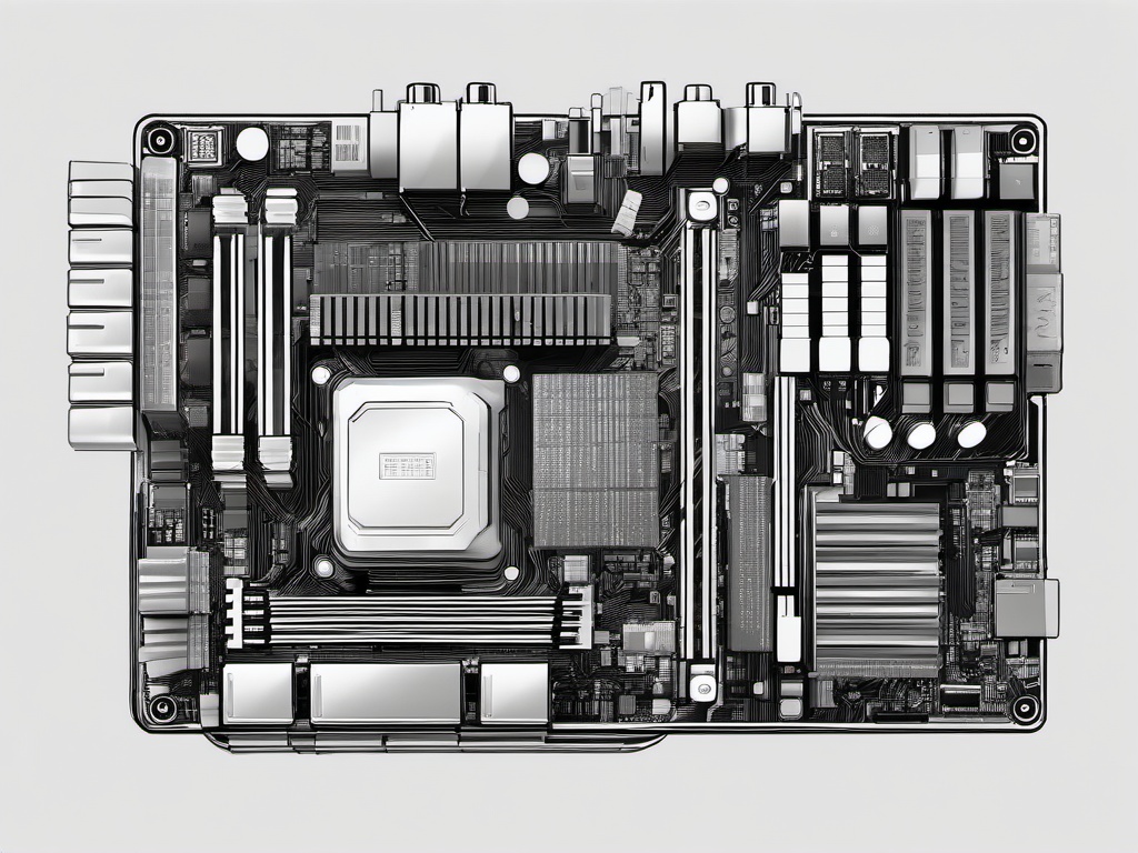 sketch of motherboard  minimal rough sketch scribbles,doodles,black and white