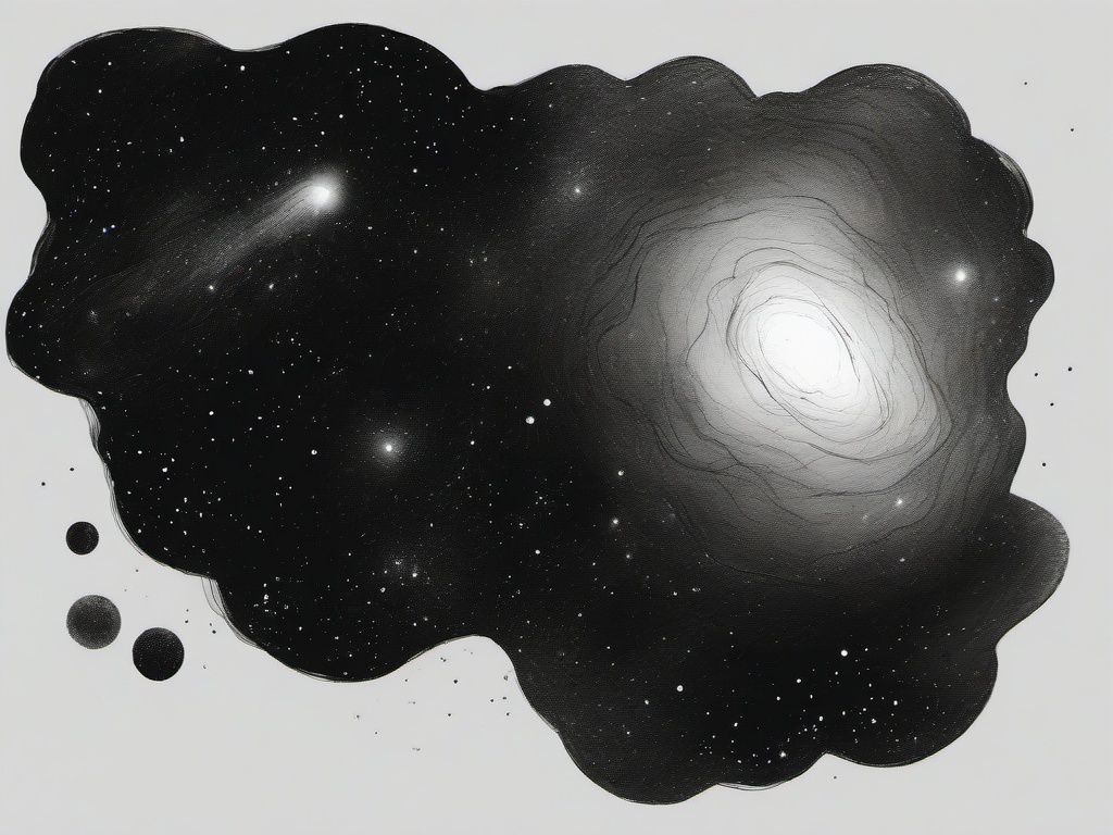 drawing of a nebula in space  minimal rough sketch scribbles,doodles,black and white