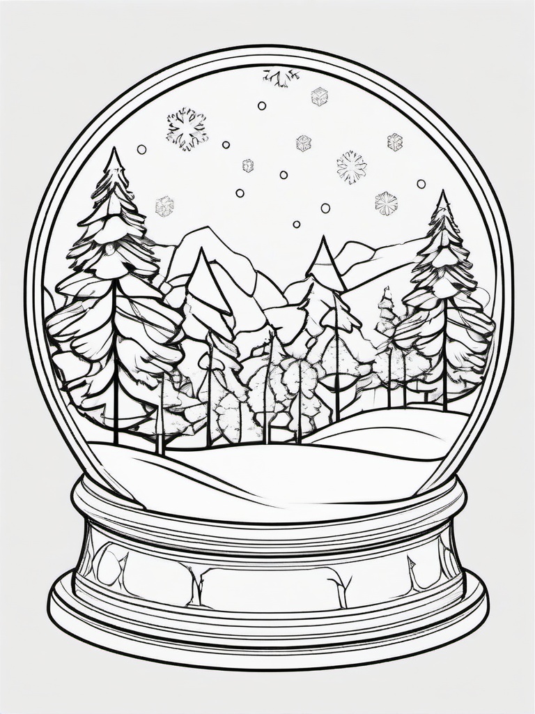 Snow Globe Coloring Pages - Magical Snow Globes with Winter Scenes  minimal black outline printable sheet, coloring page