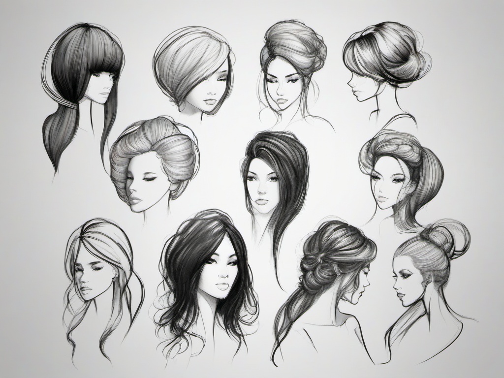 sketch of hair  minimal rough sketch scribbles,doodles,black and white