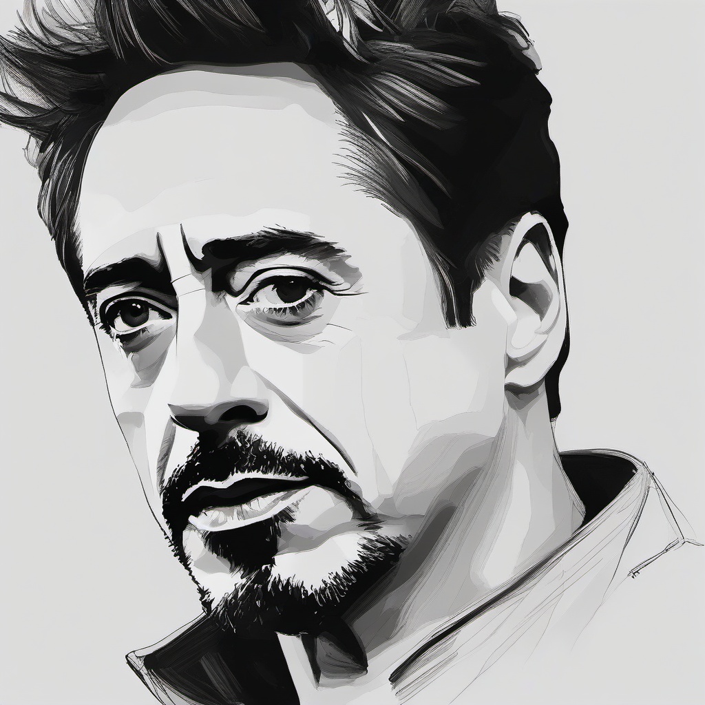 sketch of robert downey jr  minimal rough sketch scribbles,doodles,black and white