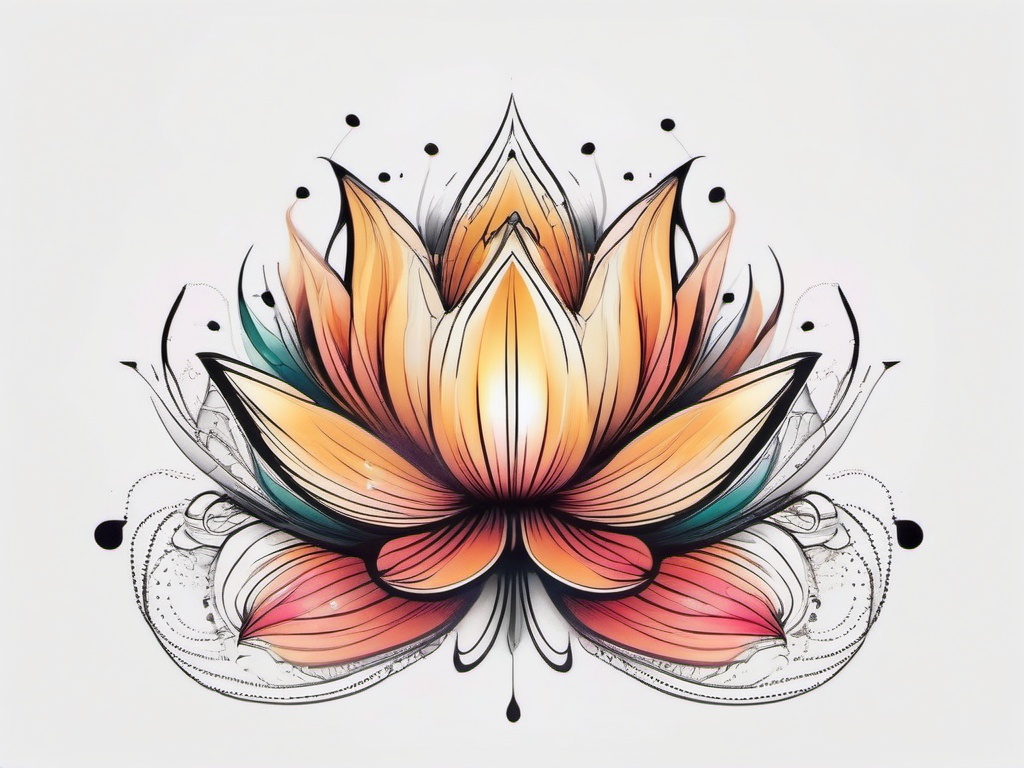 lotus flower butterfly tattoo  simple color tattoo, minimal, white background