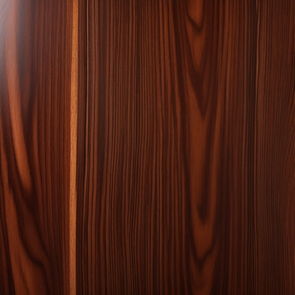 Mahogany wood in deep, warm shades with a glossy, elegant sheen top view, product photoshoot realistic background, hyper detail, high resolution