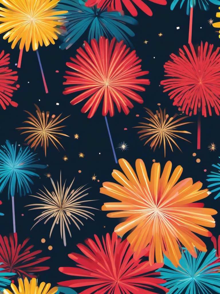 June clipart - fireworks display for the beginning of summer in June  color,minimalist,vector clipart