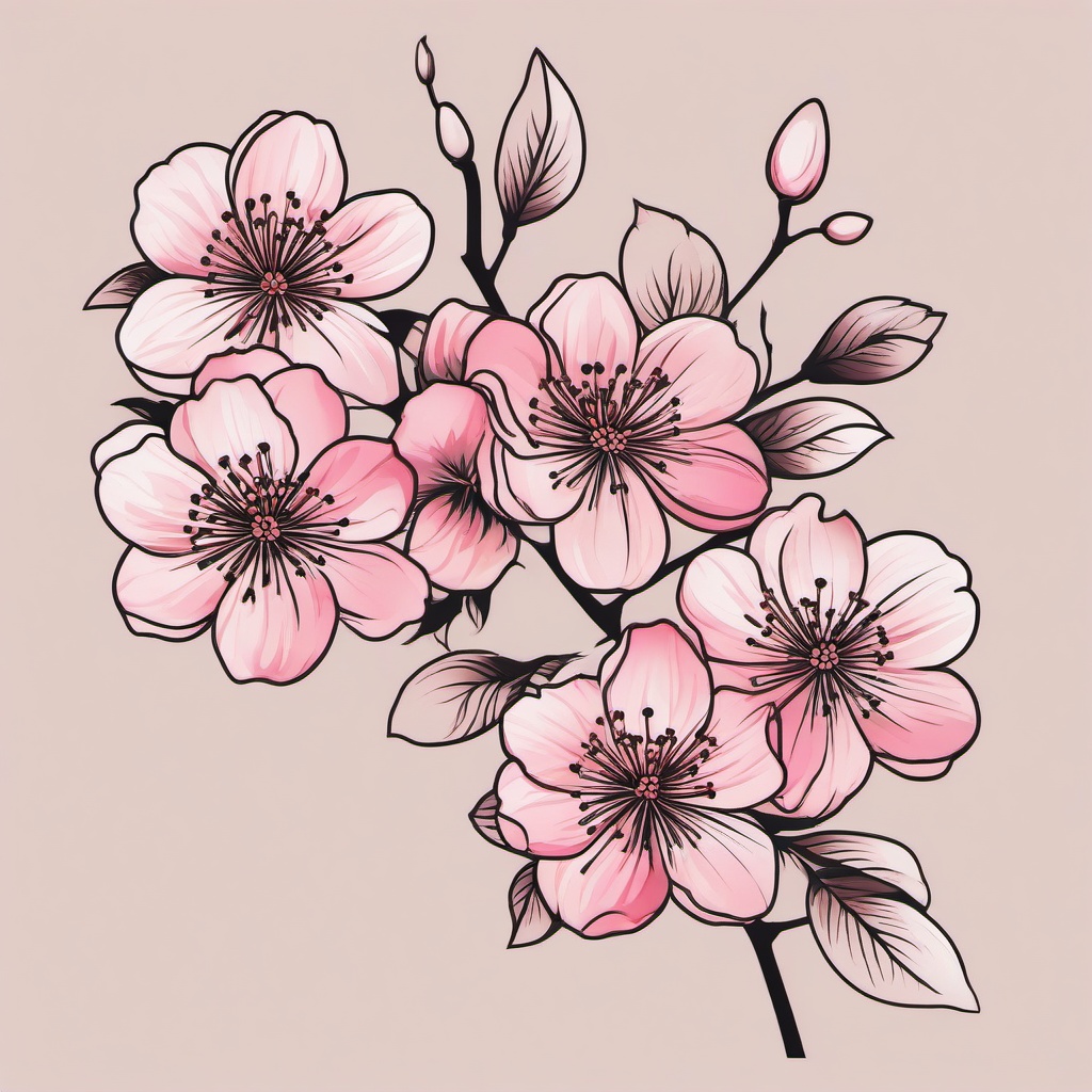 cherry blossom flower tattoo  simple vector color tattoo