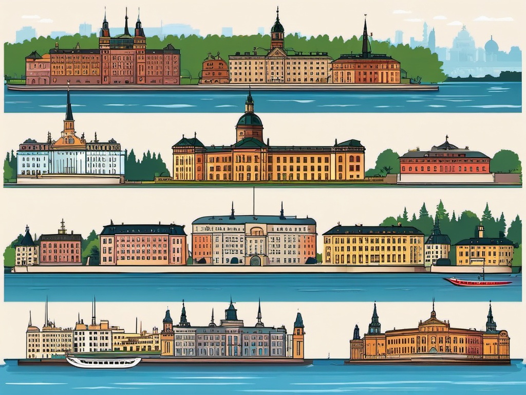 Stockholm clipart - Stockholm Palace and city islands,  color vector clipart