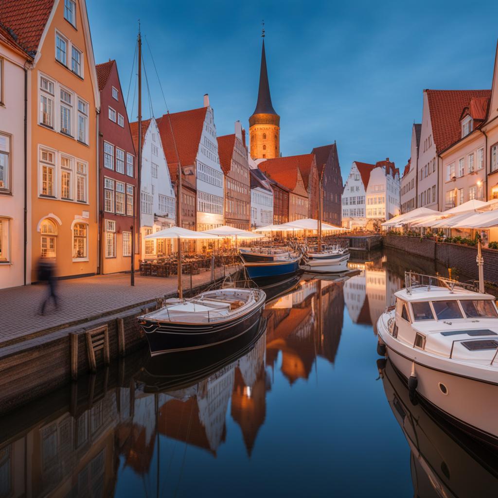 rostock's hanseatic legacy - illustrate the hanseatic legacy of rostock's historic quarter, showcasing its narrow alleys and centuries-old charm. 