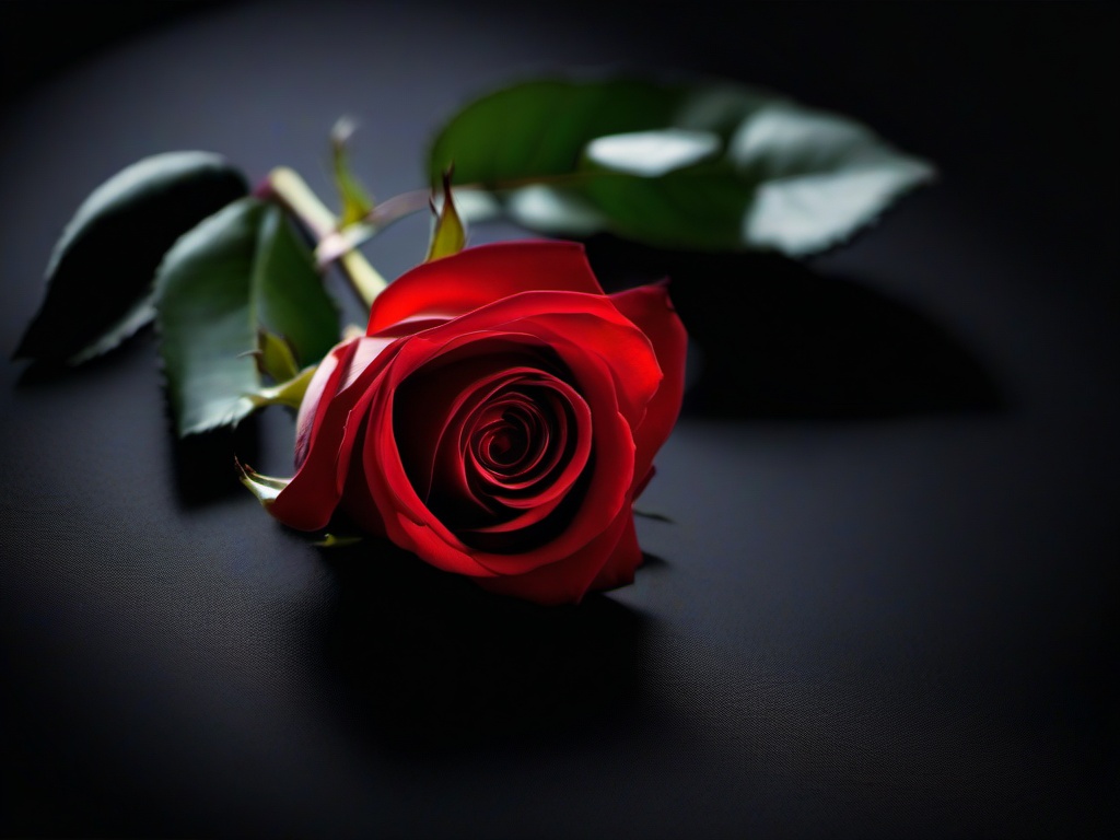 Red Rose On A Black Background-Classic black with a single red rose lying on it  background wallpaper