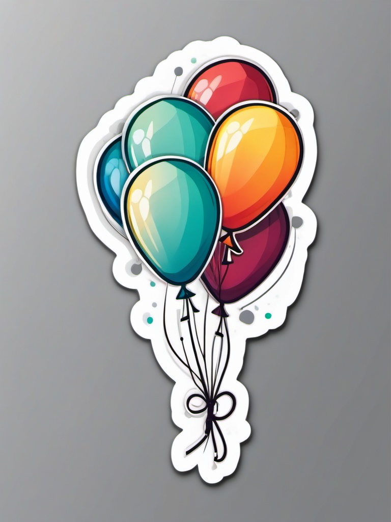 Balloon Bouquet Sticker - Bunch of festive balloons, ,vector color sticker art,minimal