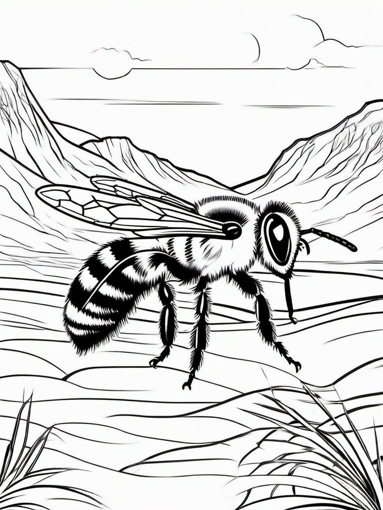 Bumble Bee Coloring Pages - Bumble Bee in the desert  simple coloring pages