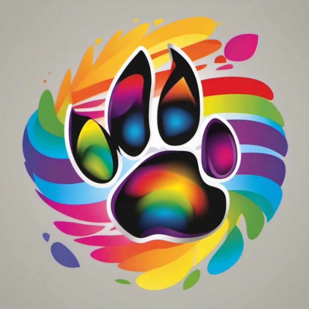 Paw Print clipart - paw print with a rainbow background  