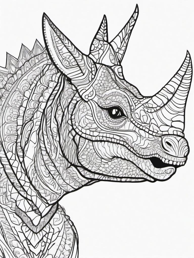 Styracosaurus Coloring Pages - Spiked Frill Herbivore  black outline printable coloring page