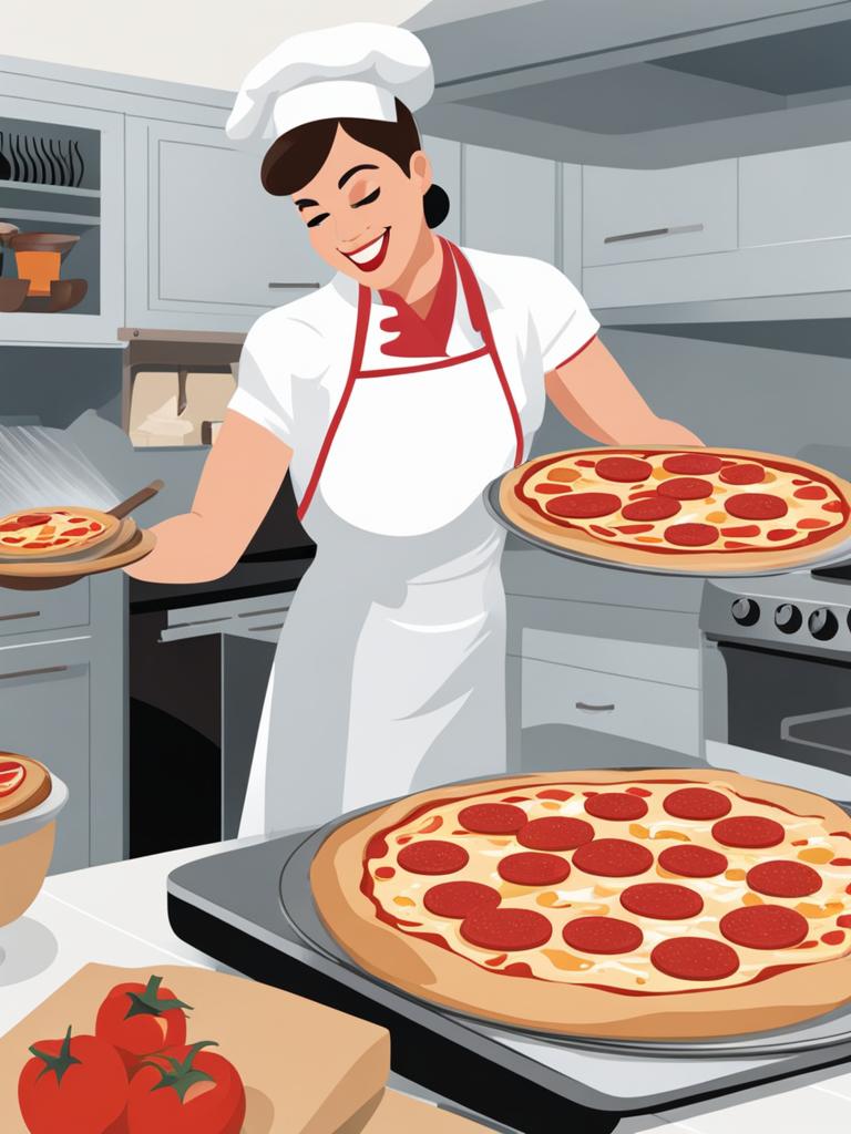 pizza clip art,tossing pizza dough in a bustling kitchen 