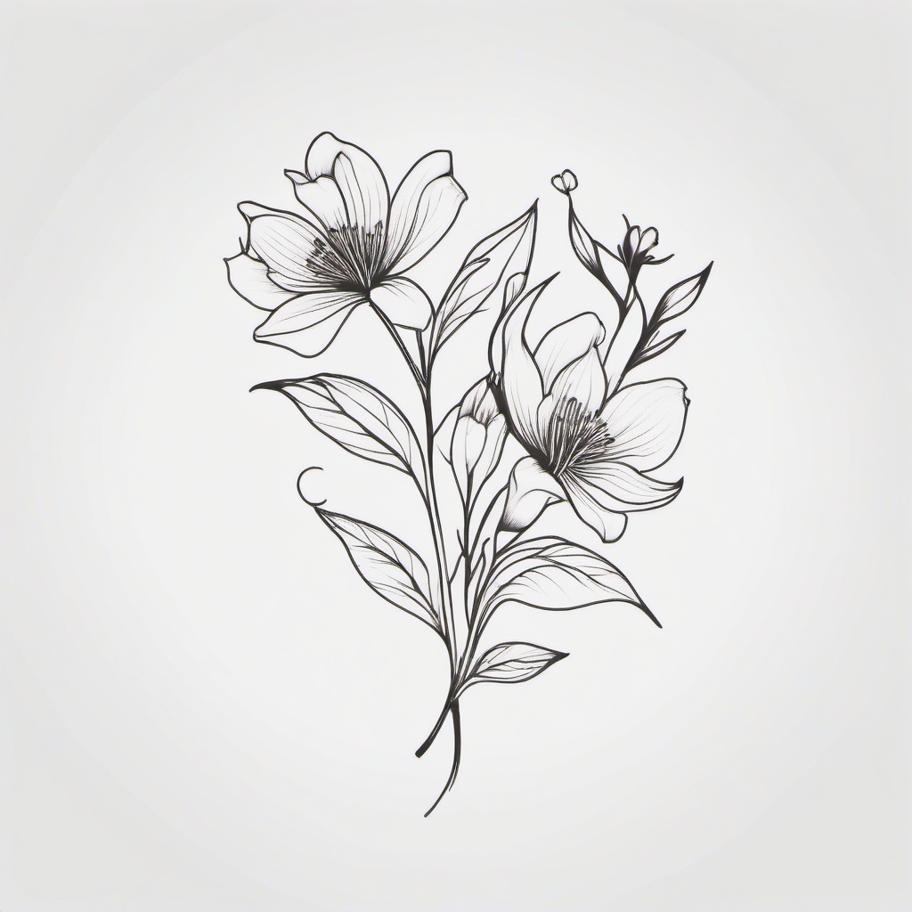 December Birth Flower Tattoo - Tattoo representing the flower associated with the birth month of December.  simple color tattoo,minimalist,white background