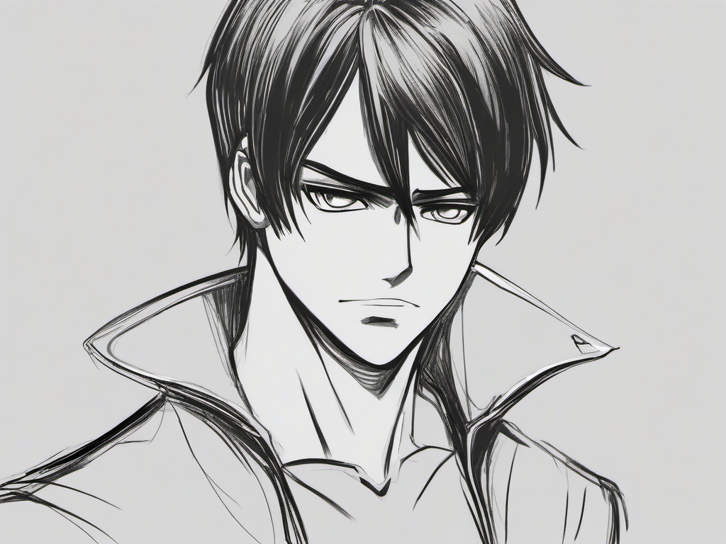 sketch of eren yeager  minimal rough sketch scribbles,doodles,black and white