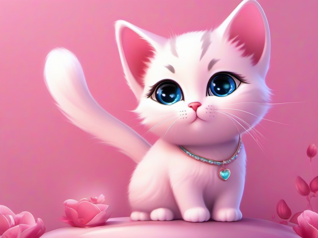 pink cute cat wallpaper  ,desktop background wallpaper