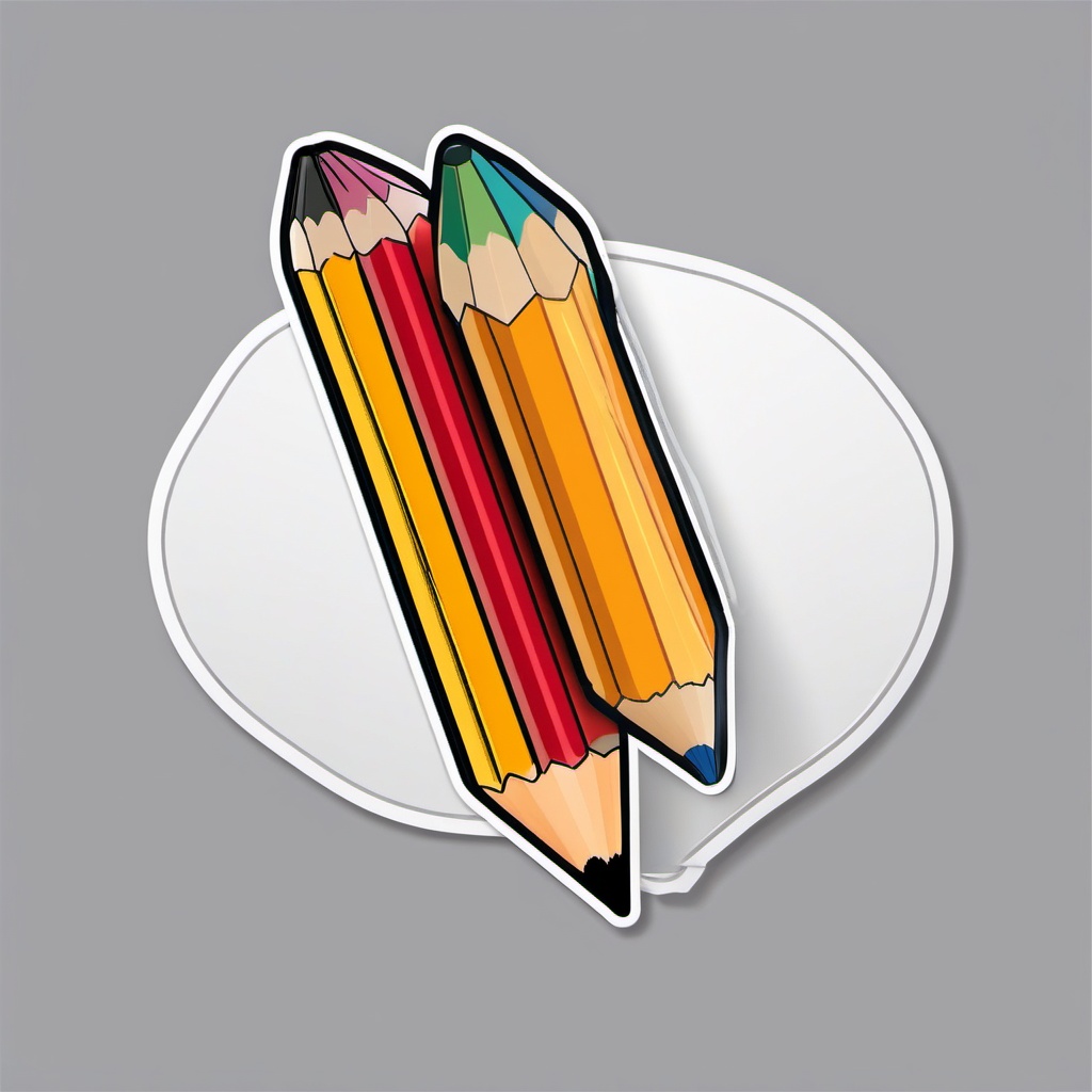 Pencil Sticker - Sharpened pencil illustration, ,vector color sticker art,minimal