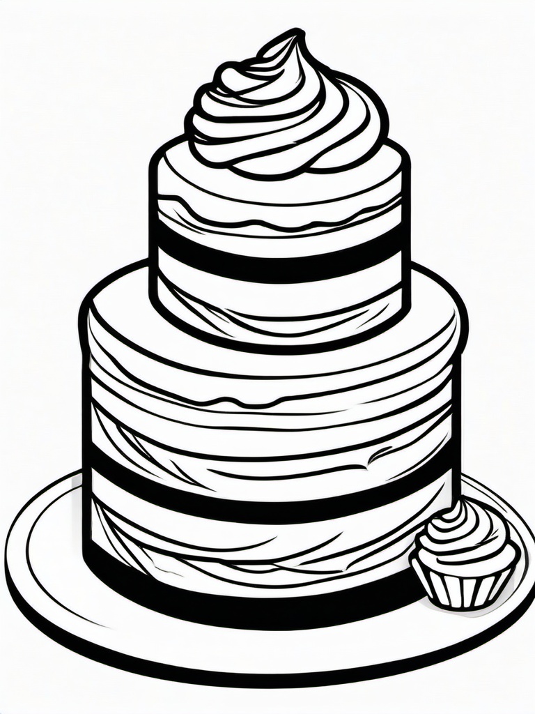 Food Coloring Pages - Carrot cake slice with cream cheese frosting  simple coloring pages