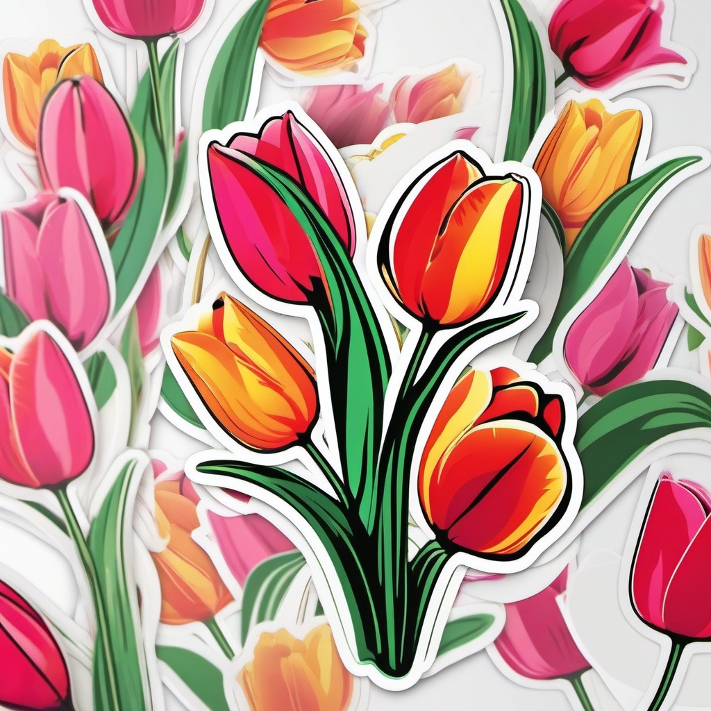 Tulip Sticker - Embrace the arrival of spring with the vibrant and elegant tulip sticker, , sticker vector art, minimalist design