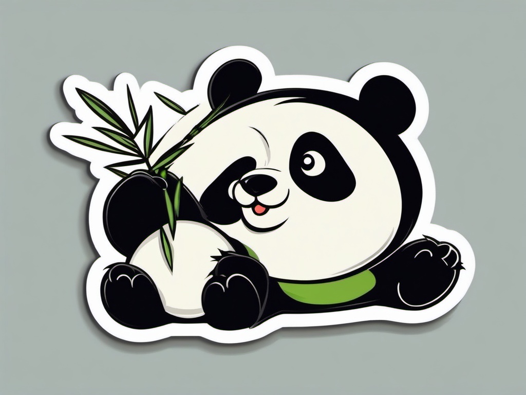 Sweet Panda sticker- Cuddly Bamboo Eater, , color sticker vector art