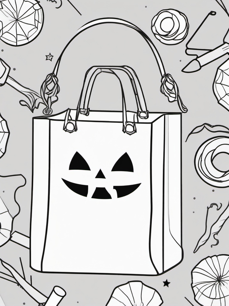 Trick-or-Treat Bag Coloring Pages - Halloween Candy Collecting Bag  minimal black outline printable sheet, coloring page