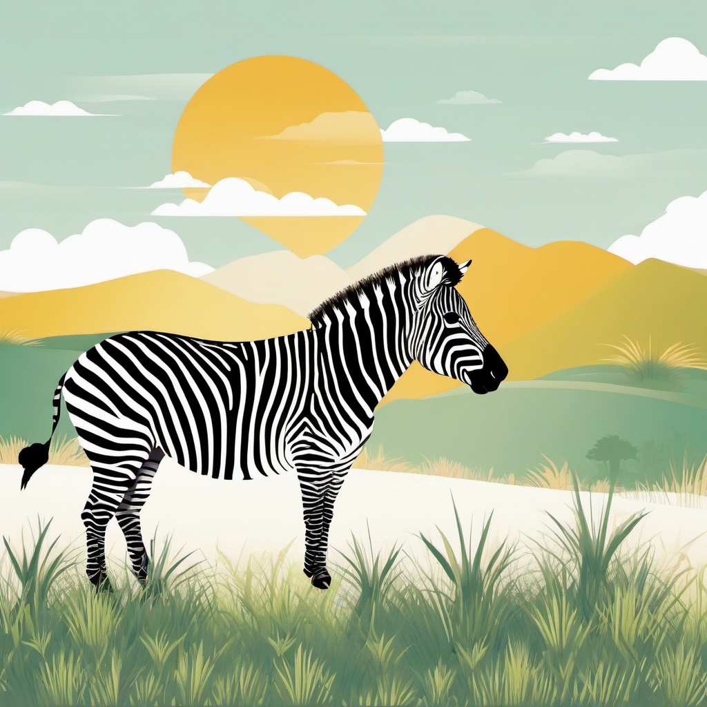 Zebra clipart - Striped herbivore roaming the grasslands, ,vector color clipart,minimal