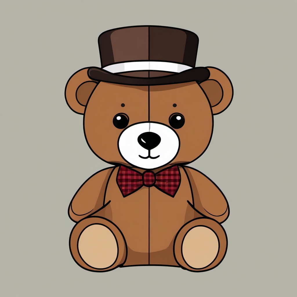 Teddy Bear clipart - teddy bear with a bowtie and hat  color,minimalist,vector clipart