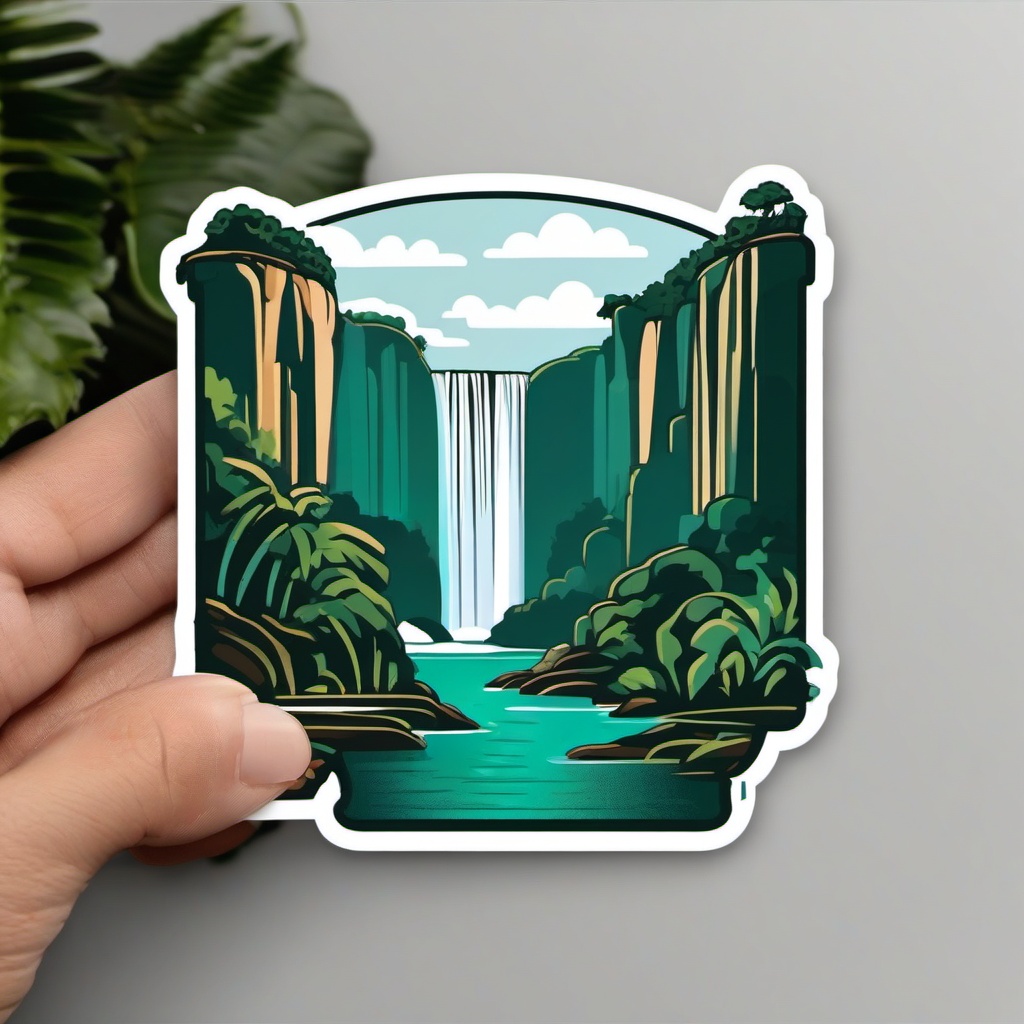 Puerto Iguazu sticker- Gateway to Iguazu Falls in Argentina, , sticker vector art, minimalist design