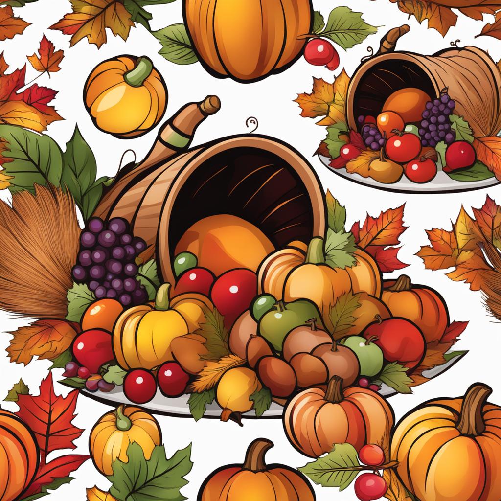 happy thanksgiving clipart - a cornucopia overflowing with laughter, joy, and gratitude 