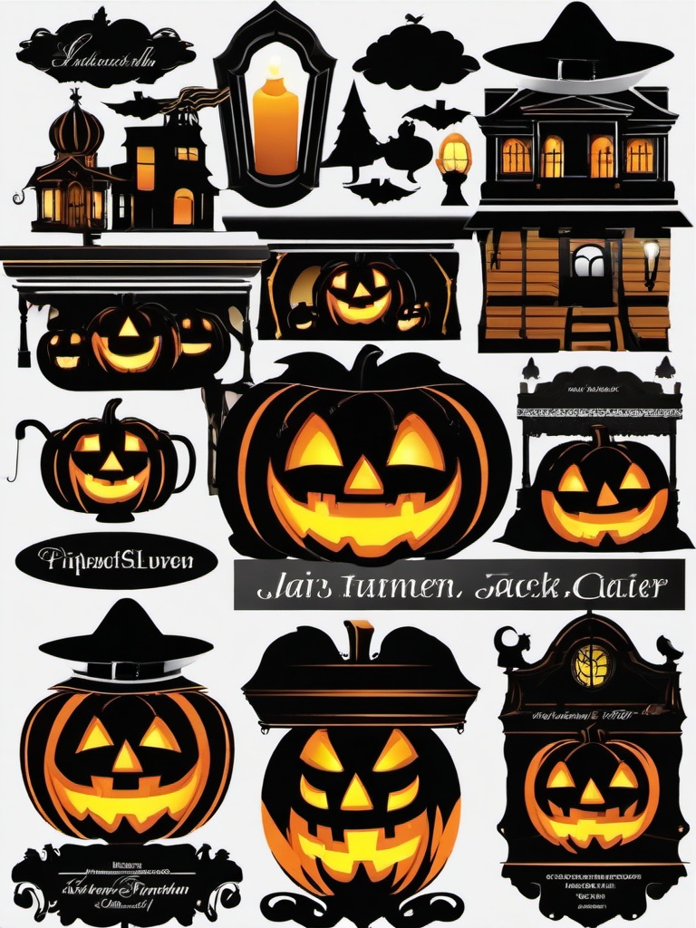 Jack O Lantern clipart - spooky Halloween scene  clipart