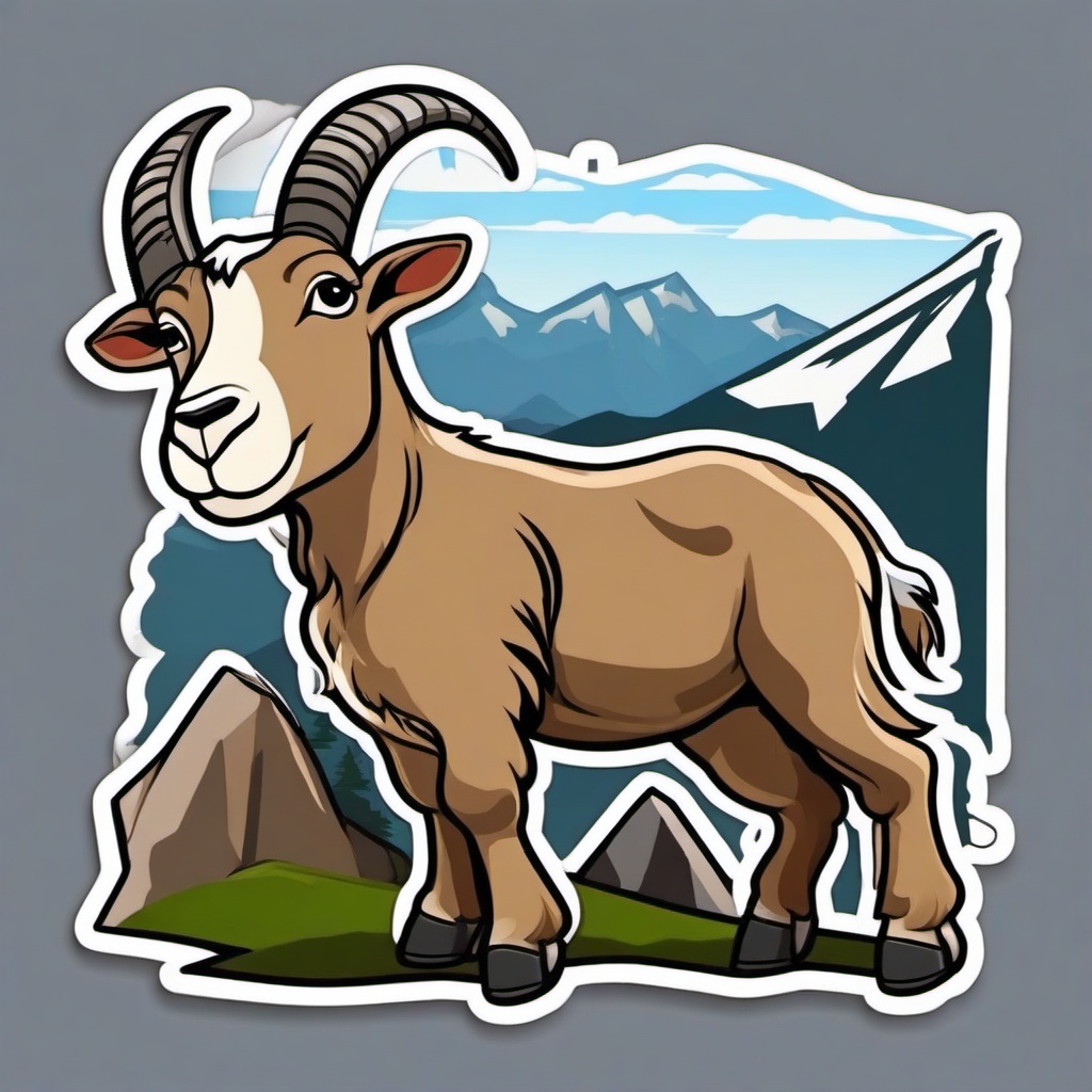 Mountain Goat cartoon - sure-footed climber  cartoon sticker style