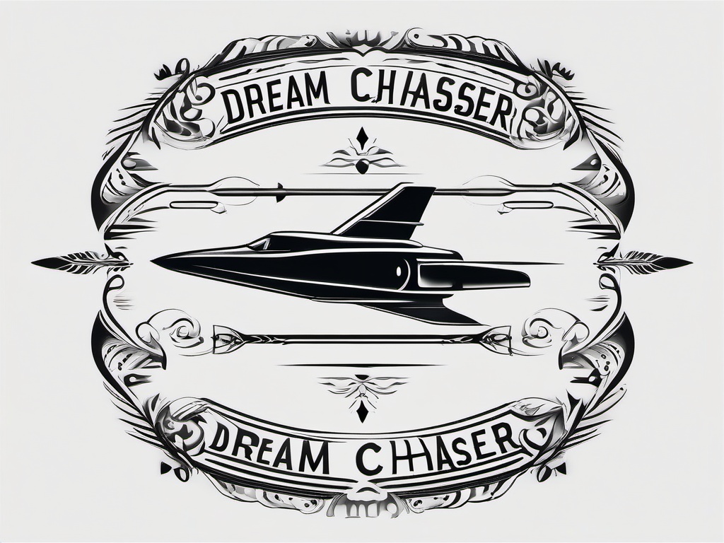 Dream Chaser Tattoo Design - Designs featuring the phrase dream chaser in a tattoo.  simple vector tattoo,minimalist,white background