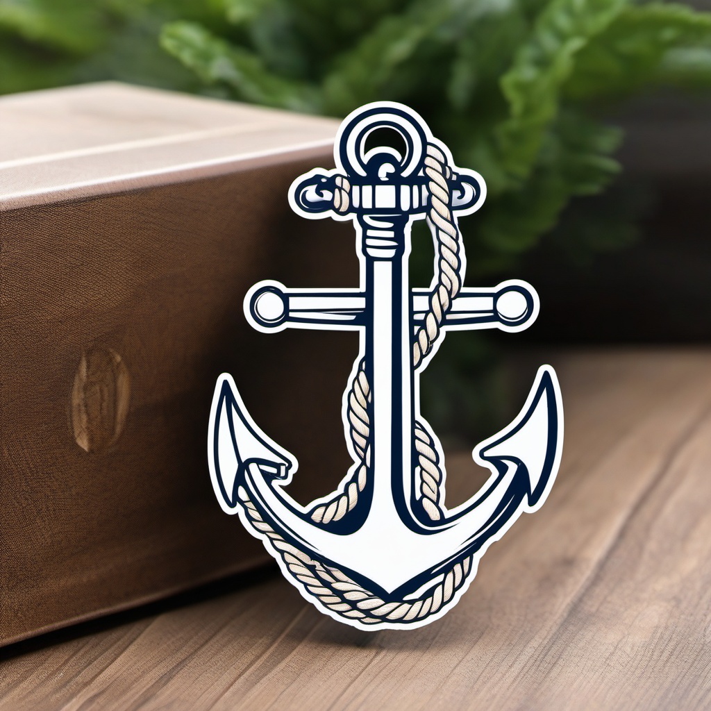 Anchor and Rope Knot Sticker - Nautical anchor with a intricately tied rope knot, ,vector color sticker art,minimal