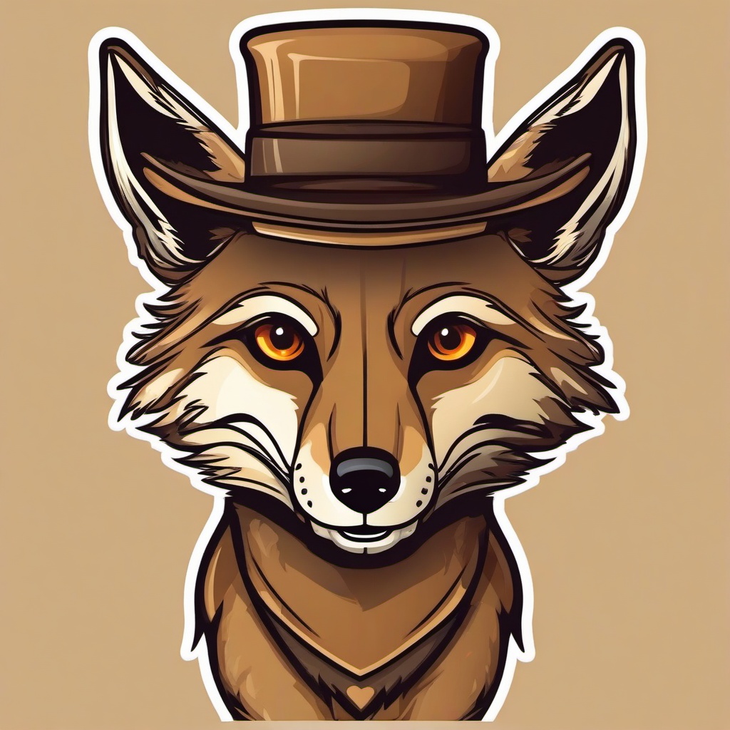 Coyote cartoon - clever desert predator  cartoon sticker style