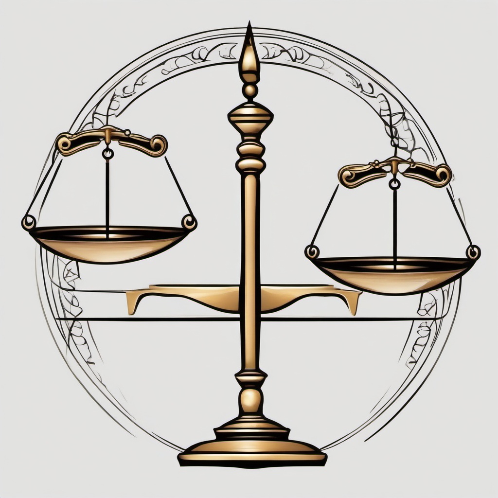 Libra Tattoo-Zodiac representation, expressing balance, harmony, and the scales of justice.  simple color tattoo,white background