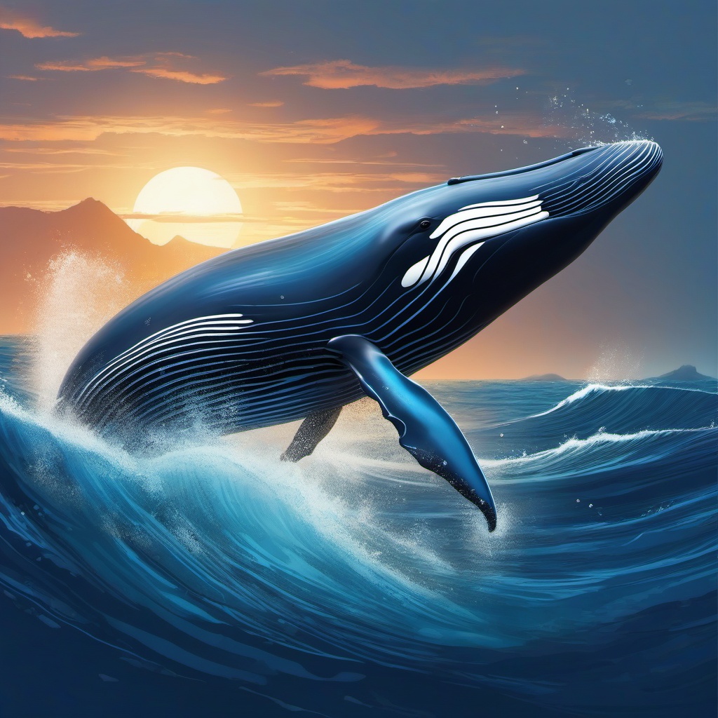 Whale Clipart in the Ocean Depths,Majestic whale gracefully swimming in the deep ocean, an emblem of depth and emotional strength. 