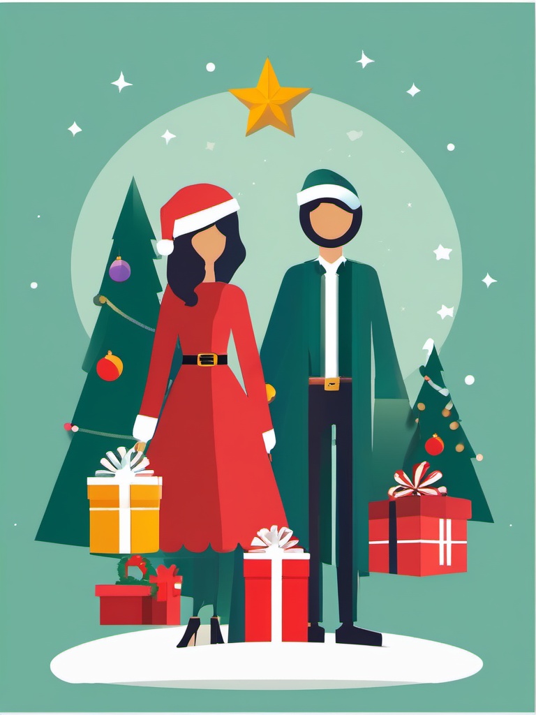 Christmas Holiday Free Clip Art,Illustrating a charity event poster  simple, 2d flat