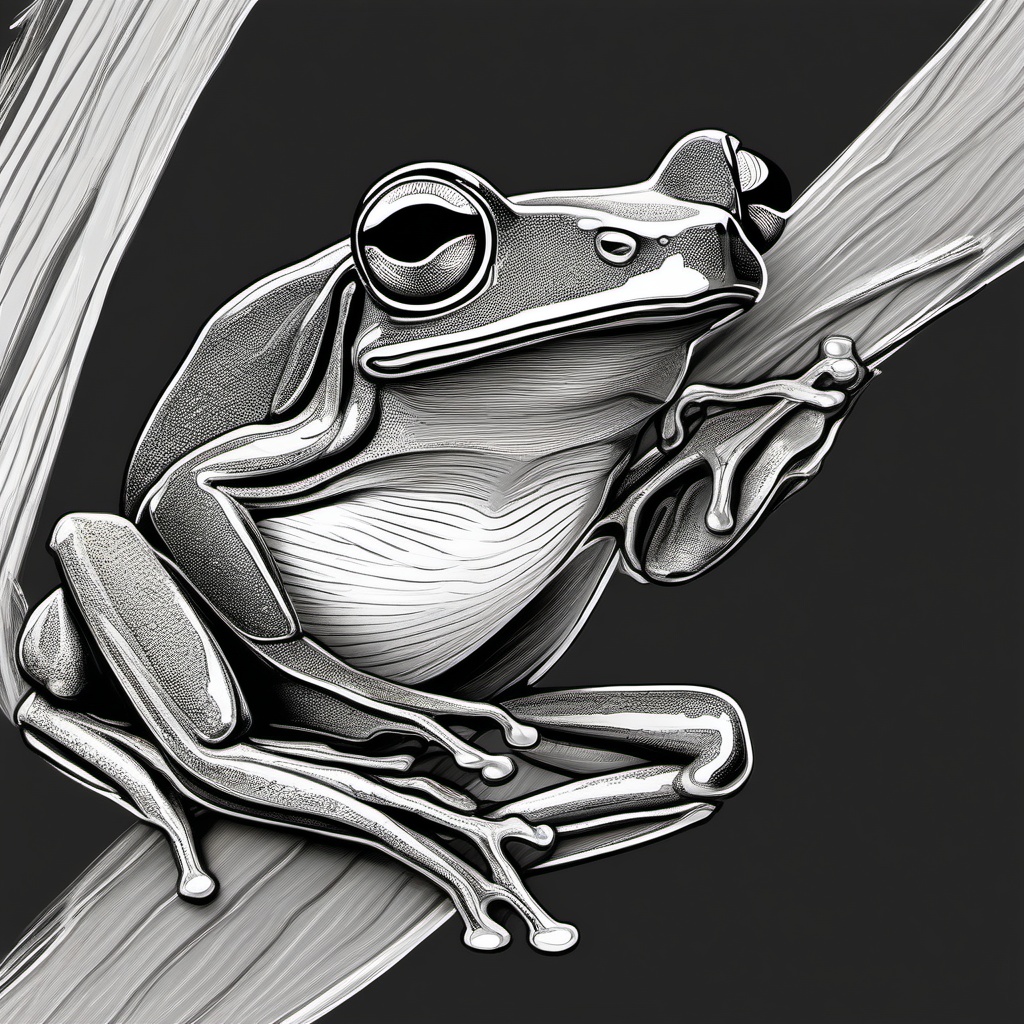 drawing of golden-laced tree frog  minimal rough sketch scribbles,doodles,black and white