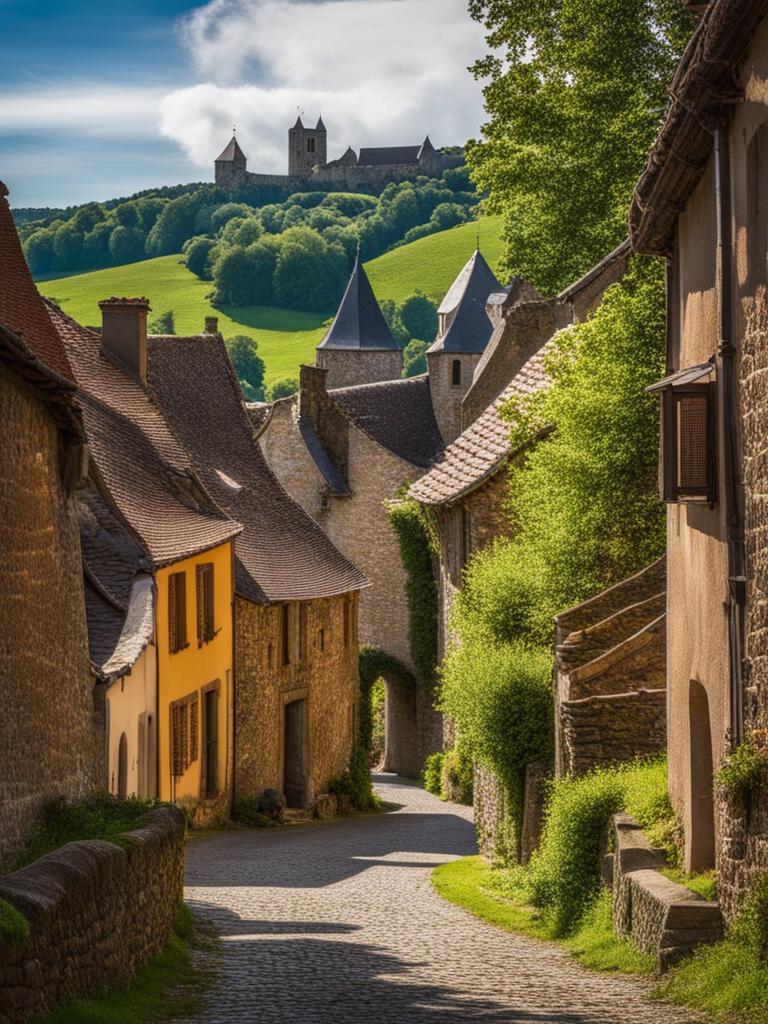 forgotten medieval villages in auvergne - illustrate the charm of forgotten medieval villages in the auvergne region, featuring half-timbered houses and winding streets. 