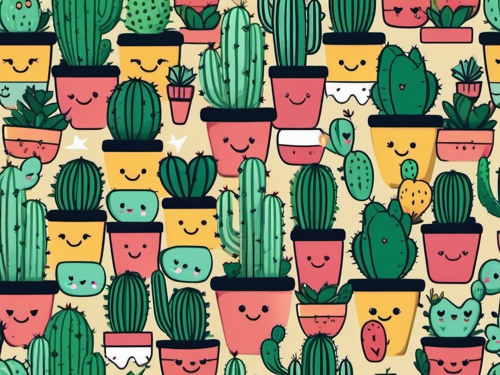 Cute Cactus Wallpaper - Adorable cactus with kawaii faces  ,desktop background wallpaper